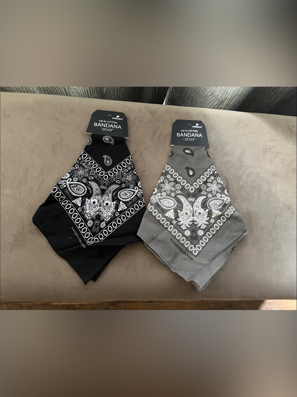 Women’s Bandana-Print Scarf Wraps in Black & Gray by Kaiser